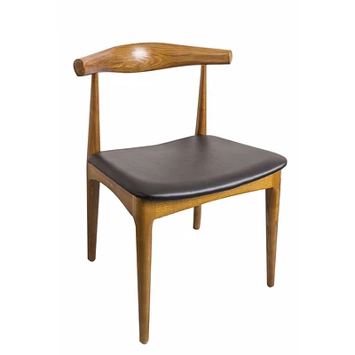Nicer Furniture Black Faux Leather And Ash Wood Frame Elbow Dining Chair