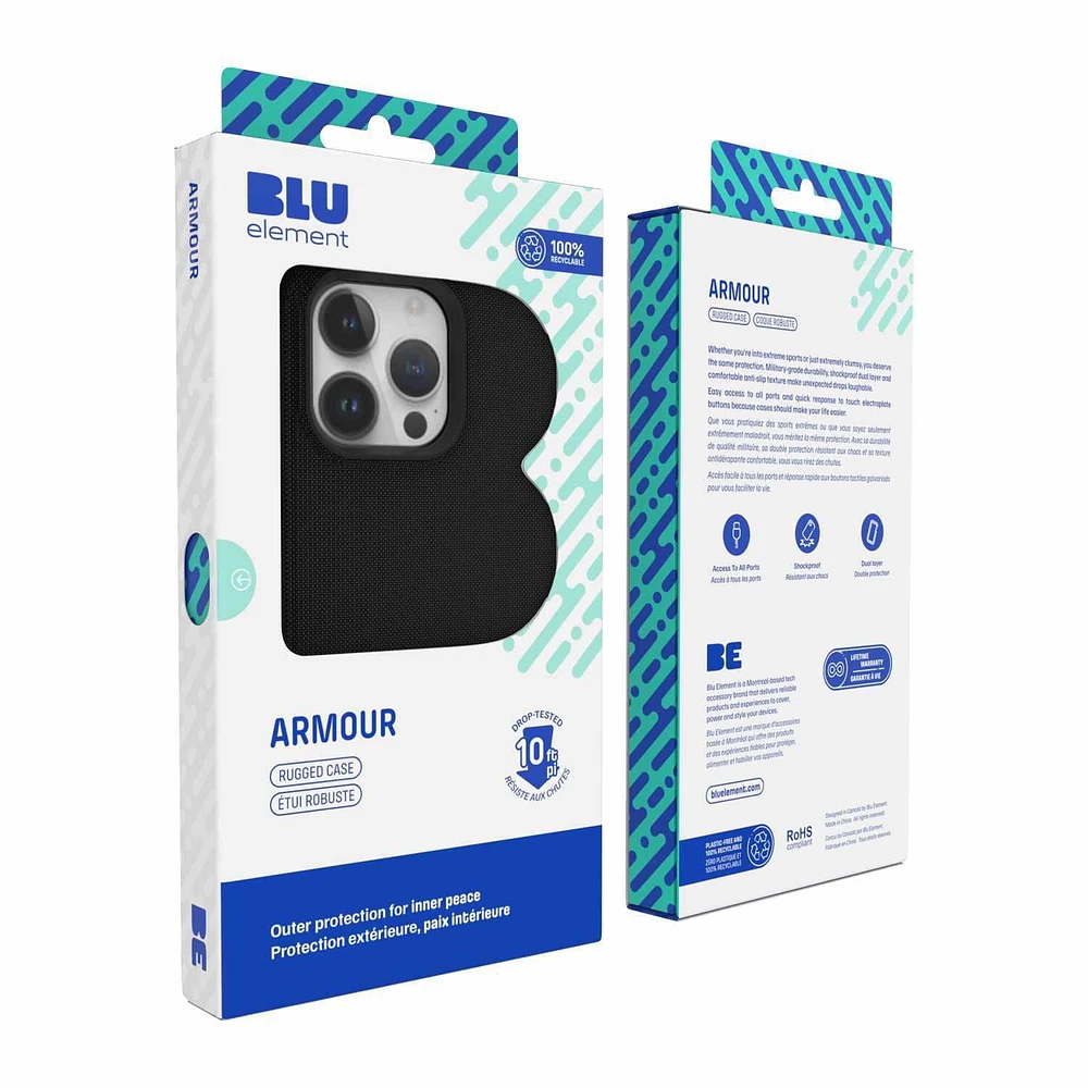 Blu Element Étui Robuste Armour Noir pour iPhone 16