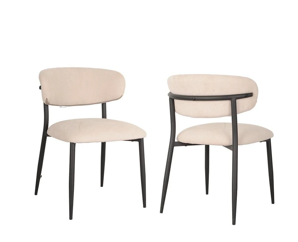 Chaise de salle à manger Tina, ensemble de 2, Beige