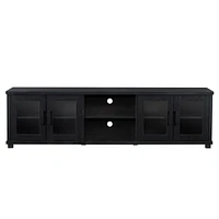 Banc TV Fremont avec armoires en verre pour téléviseurs jusqu'à 90 "