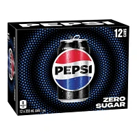 Pepsi Zero Sugar Cola, 355ml Cans, 12 Pack, 12x355mL