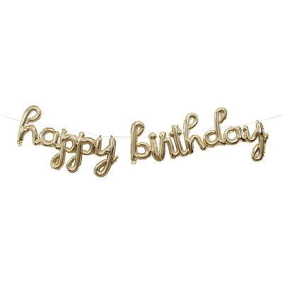Bannière de ballons Joyeux anniversaire Or Bannière ballons Joyeux Bday