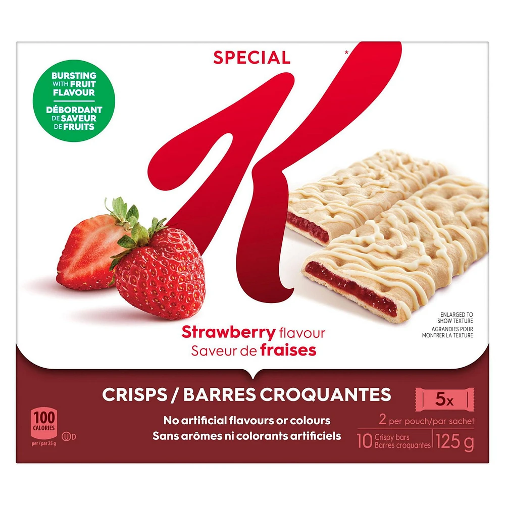 Kellogg's Special K Barres Croquantes Aux Fruits Saveur De Fraises, 125 g, 10 Barres Croquantes, 2 Par Sachet 125 g, 10 barres
