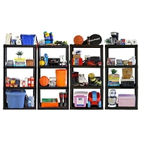 Hyper Tough Plastic Shelves Garage Storage Shelving Unit 4-Tier 56"H x 14"D x 30"W Pack of 4 Black-400 lbs Total Capacity