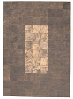 ECARPETGALLERY 5'7" x 7'11" Contemporary Cowhide Patchwork Handmade Area Rug for Living Room, Dining Room and Bedroom in Brown