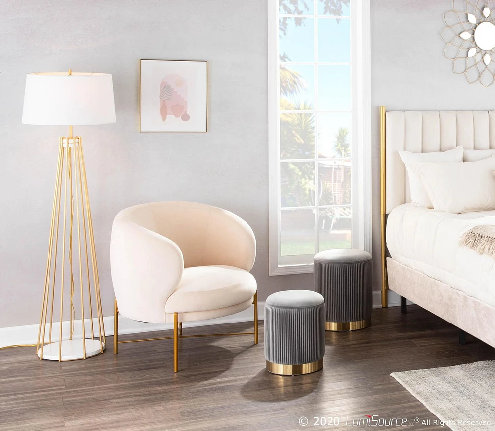 Ensemble de poufs gigognes Marla Nesting Pleated Ottoman Set de LumiSource