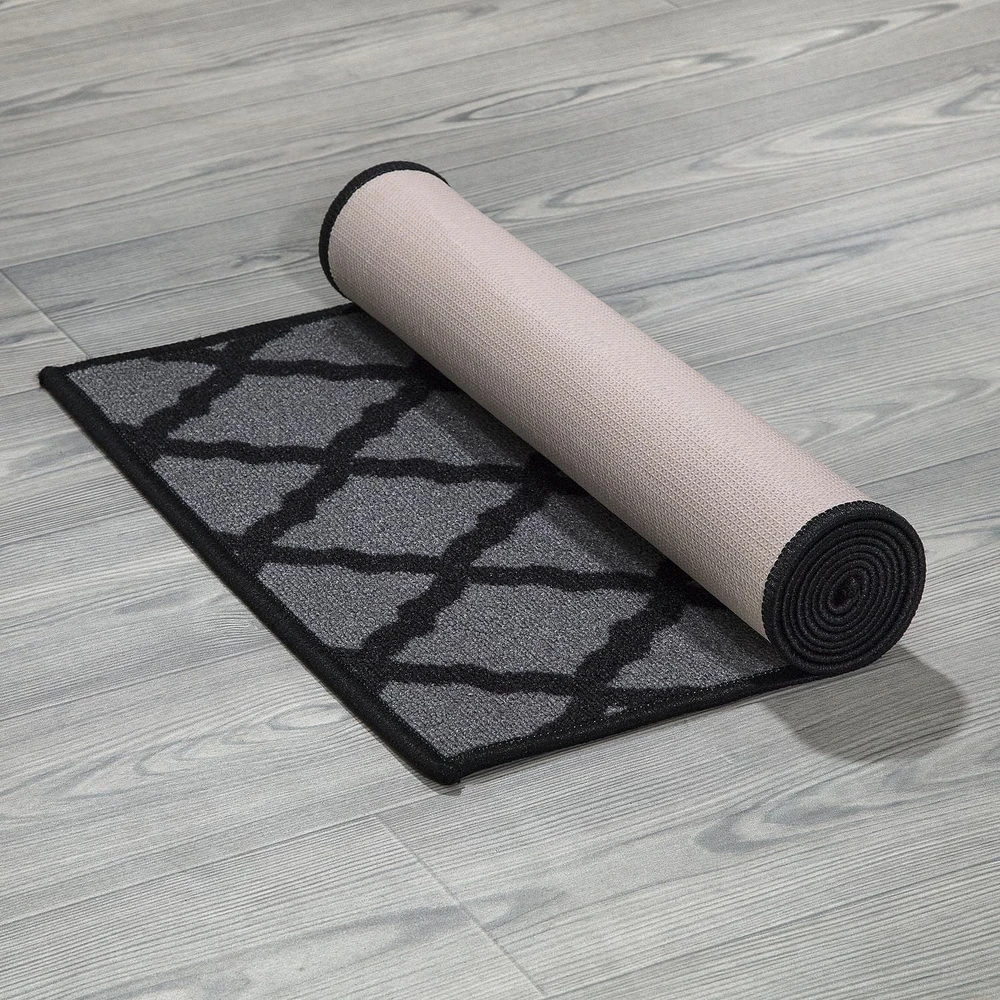 Tapis élégant à motif de treillis à sous-couche en caoutchouc de la collection Glamour