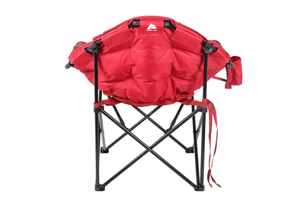 Ozark Trail Padded Club Chair, Lounger, Red Black, Adults, Polyester, padded camp lounger