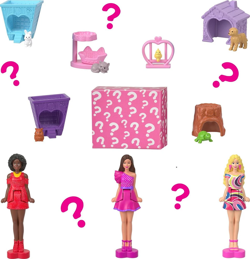 Coffrets Maison de poupée ​Mini BarbieLand Barbie, Maison de rêves Mini avec poupée Barbie surprise de 3,81 cm (1,5 po), mobilier, accessoires, ascenseur et piscine (les styles peuvent varie