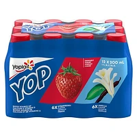 Yoplait Yop 1% Drinkable Yogurt Pack, Strawberry and Vanilla, Yogurt Drinks, 200 mL, 12 ct, 200 mL