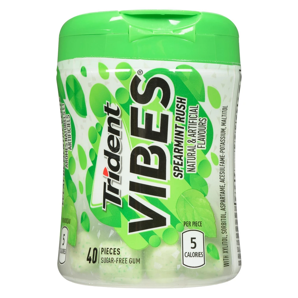 Trident Vibes Sugar Free Gum, Spearmint Rush Flavour, 1 Go-Cup (40 Pieces Total)