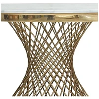 Table de salle à manger en marbre blanc de la collection Heavenly avec base au fini doré
