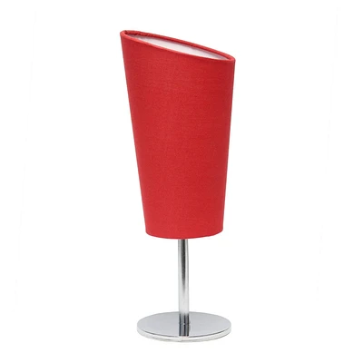 Simple Designs Mini lampe de table chromée avec abat-jour en tissu incliné