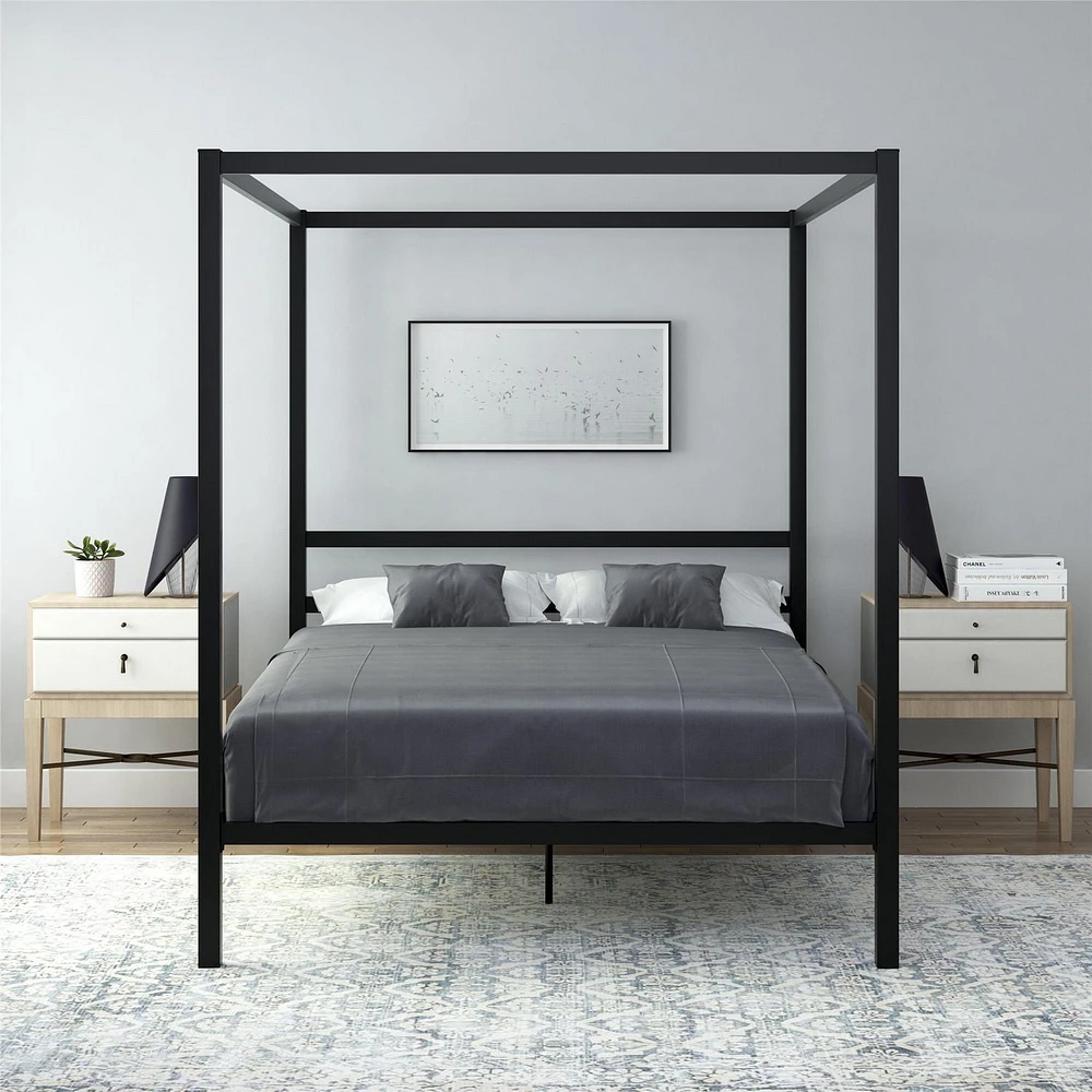 DHP Modern Metal Canopy Bed, Queen, Black