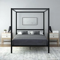 DHP Modern Metal Canopy Bed, Queen, Black