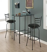 Monarch Specialties Bar Maison, Table De Bar, Hauteur Bar, Pub, 36" Rectangulaire, Petit, Cuisine, Métal, Stratifié, Aspect Marbre Gris, Noir, Contemporain, Moderne