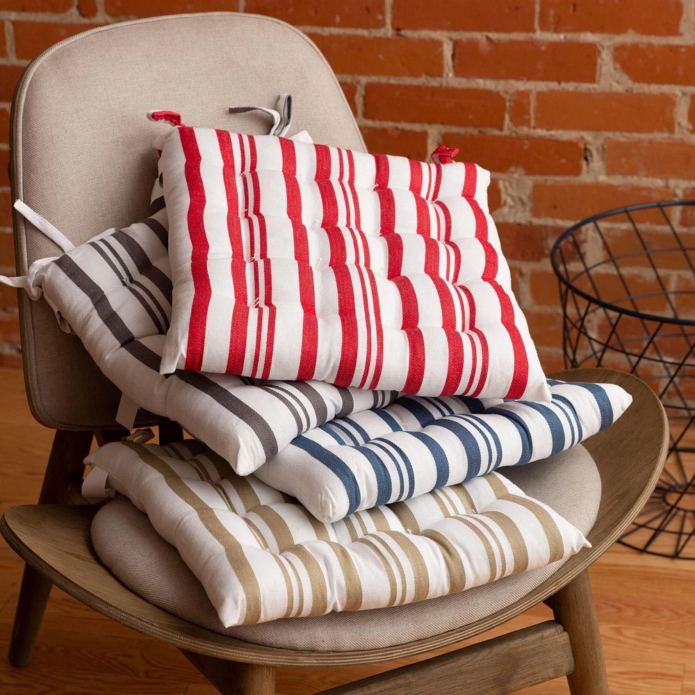Ensemble de coussins de chaise à rayures Broadway Fabstyles de 4 coussins de chaise de patio extérieurs épais 16 "x 16" parfait pour la salle à manger, la cuisine, le bureau capitonné en tissu de coto