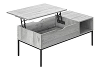 Monarch Specialties  Table Basse, 42" L, Rectangulaire, Cocktail, Toit Relevable, Gris, Métal Noir, Contemporain, Moderne
