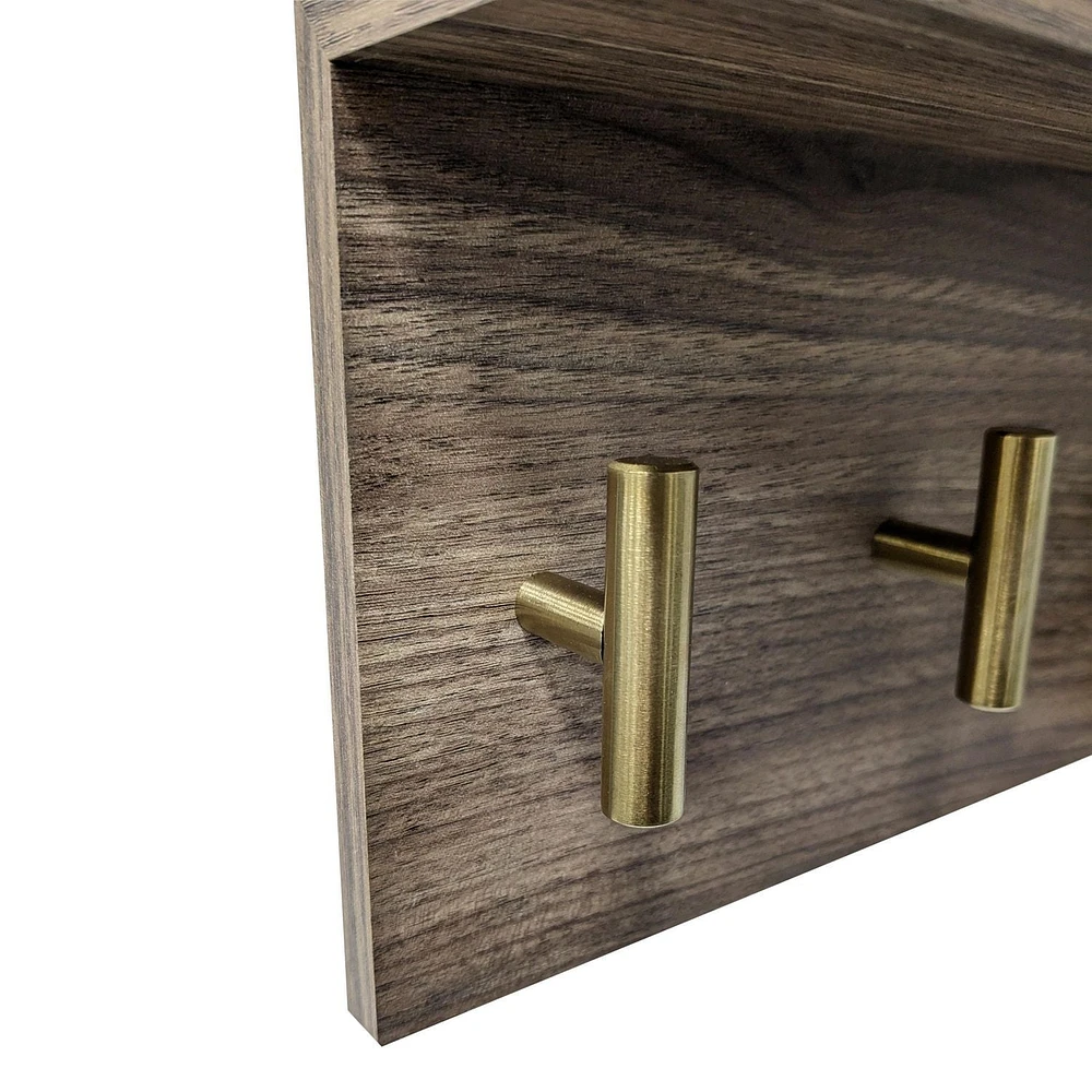 Hometrends 16" Walnut Shelf Wall Organizer