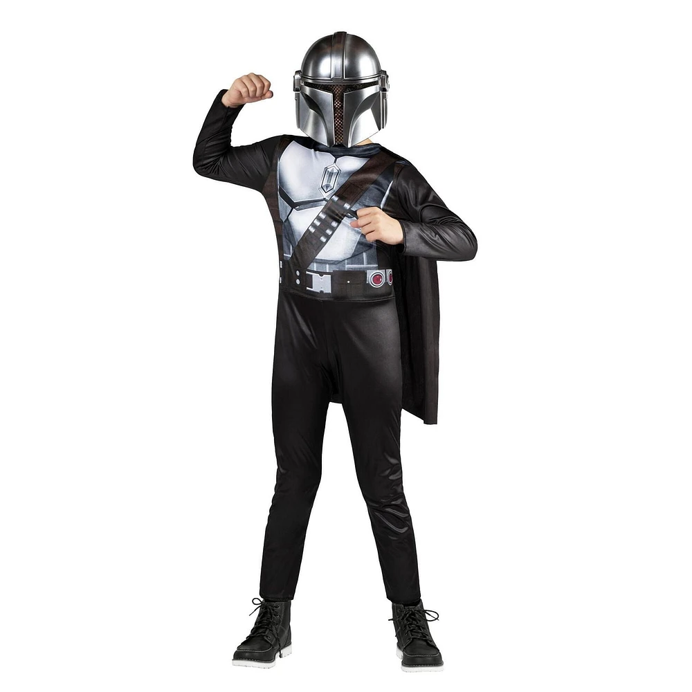 COSTUME JEUNESSE STAR WARS LE MANDALORIEN - Combinaison avec cape et casque 3D