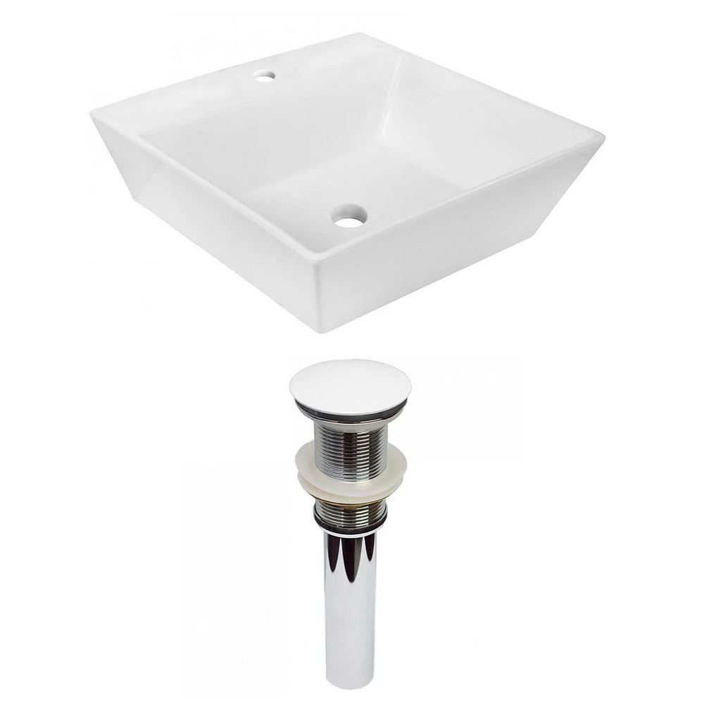 American Imaginations AI-31399 16,5 pouces W au-dessus du navire blanc de compteur pour le perçage de centre de 1 trou