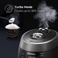 Cuiseur à riz double pression 6 tasses avec plateau à vapeur CUCKOO, 14 modes : Riz blanc, Riz GABA, Vapeur, Porridge, Riz roussi et plus, CRP-RT0609FB, Noir