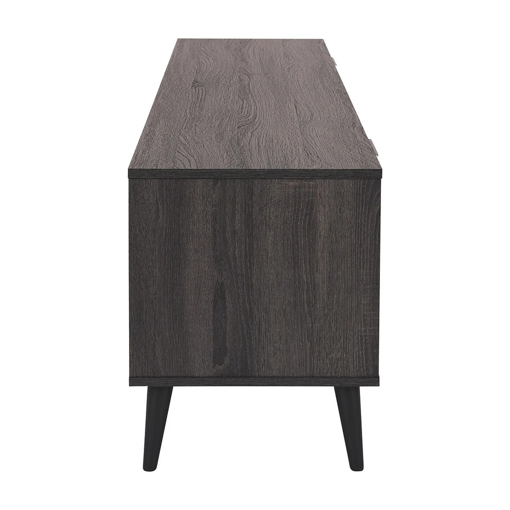 Meuble TV moderne CorLiving Cole avec rangement ouvert et fermé pour téléviseurs jusqu'à 85 pouces - Meuble TV pour salon, meuble TV élégant, centre de divertissement moderne avec rangement