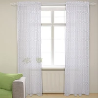 Mode Caricia Grooved panneau de rideau à passe-tringle en motif géométrique chevron en voile transparent, une (1) piece, 54 x 95 po, blanc
