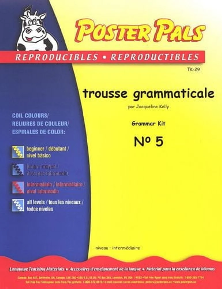 French Reproducible Teaching Activities for the FSL Classroom Grammer Kit - No 5