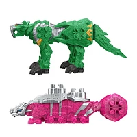 Power Rangers Dino Fury Marteau Ankylo rose et griffe de tigre verte Jouets Zord pour enfants à partir de 4 ans Système de construction personnalisé Zord Link Mix-and-Match