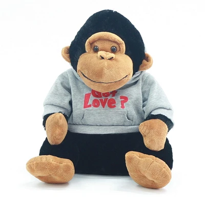 Way to celebrate! Valentine 15 Inch Lovable Stuffed Plush Gorilla With Hoodie