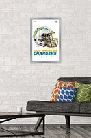 NFL Los Angeles Chargers - Drip Helmet 20 Wall Poster, 14.725" x 22.375" Framed