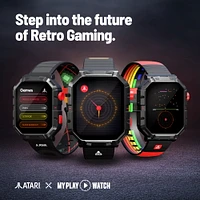 Montre My Play Watch Atari 2600™ – Montre intelligente de jeu rétro avec technologie sélective, non connectée, jeux Centipede™, Pong™, Missile Command™, Super Breakout™ intégrés, moniteur d’activités