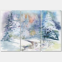 Designart Paysage d'hiver avec Snowy River I Art mural sur toile