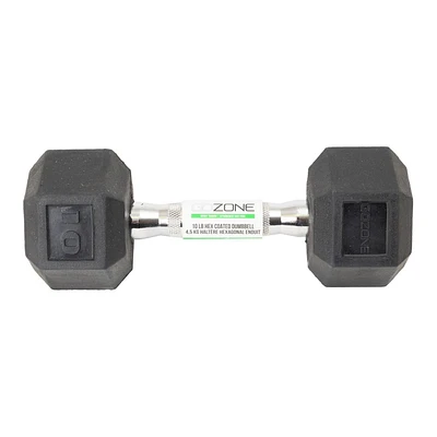 GoZone Rubber-Coated Hex Dumbbell – Black/Chrome