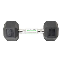 GoZone Rubber-Coated Hex Dumbbell – Black/Chrome
