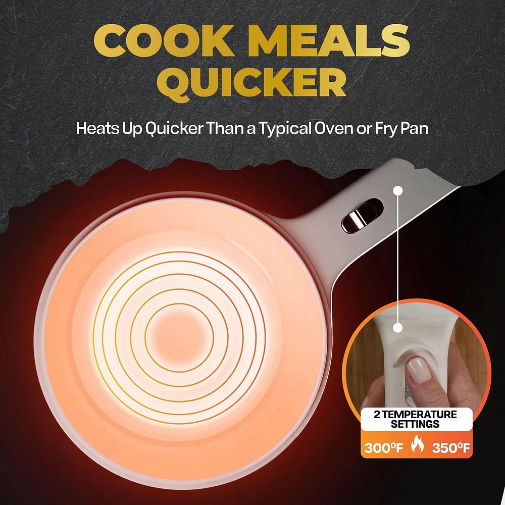 Ceramax Electric Hot Pot Nonstick Ceramic Skillet Pan Mini Cooker with Lid Steamer