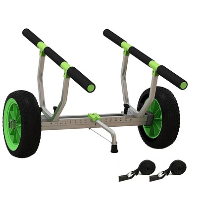 Soozier Chariot de kayak largeur réglable grandes roues, cadre en aluminium