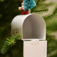Holiday Time Winter Chalet Noel Mailbox with Santa Christmas Ornament, White