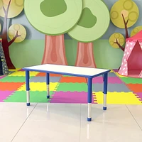 23.625''W x 47.25''L Rectangular Blue Plastic Height Adjustable Activity Table with Grey Top