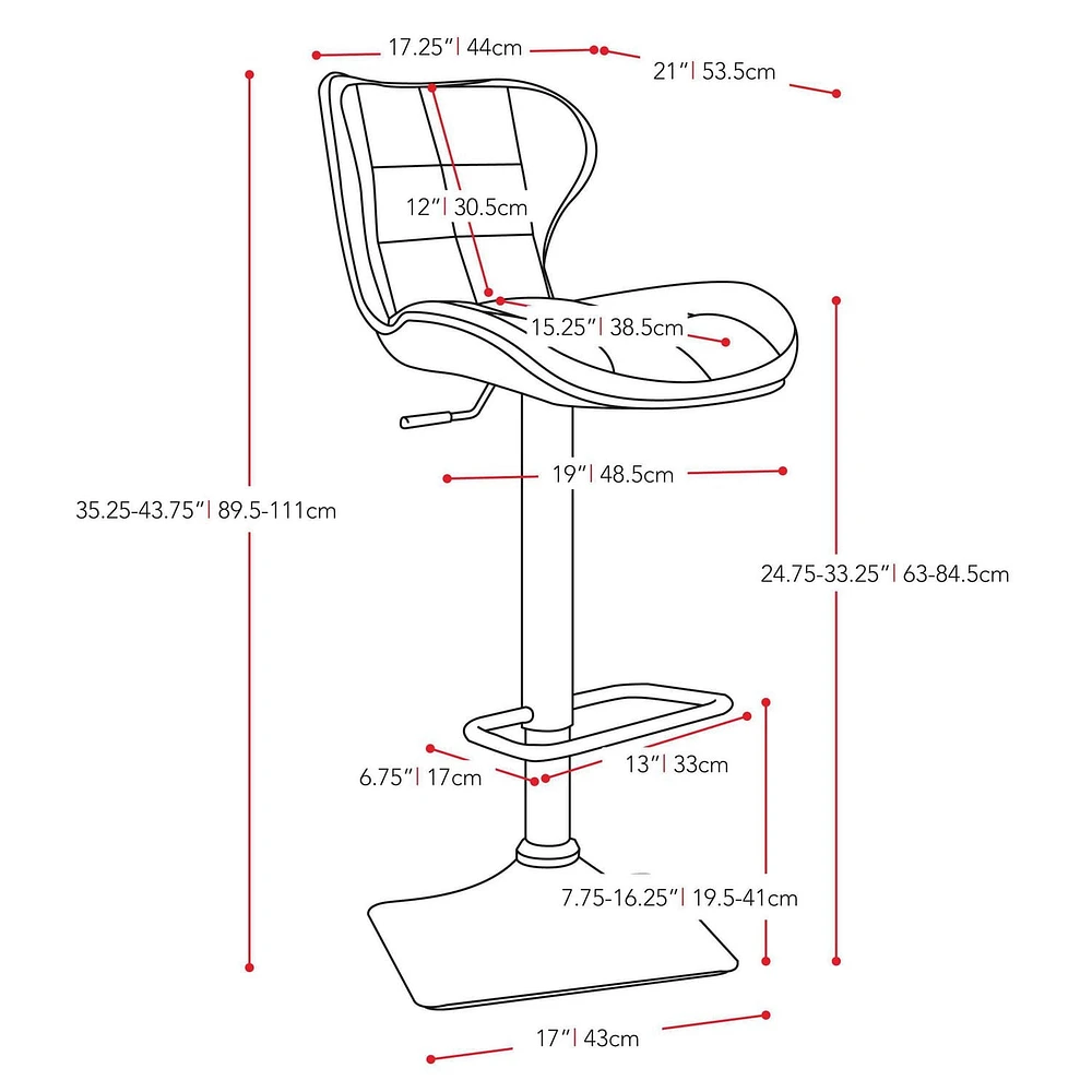 CorLiving Remi Lot de 2 tabourets de bar carrés pivotants réglables en similicuir moderne - Tabourets de bar de cuisine avec dossier - Ensemble de tabourets de bar parfait pour la maison - Base sur pi