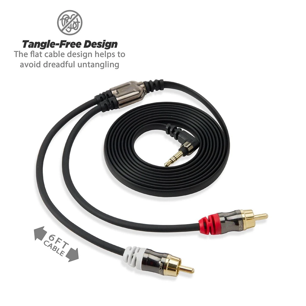 SCOSCHE AFRCA6 Auxconnect 3.5mm to Stereo RCA Audio Cable 6-foot in Black