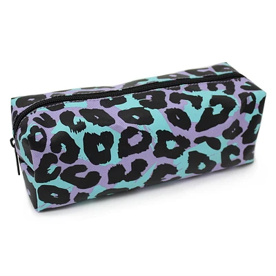 Pen+Gear Animal Print Pencil Pouch with Leopard Spot Design in Lilac Polyester, (LxWxH): 8.46 x 2.16 x 3.14"