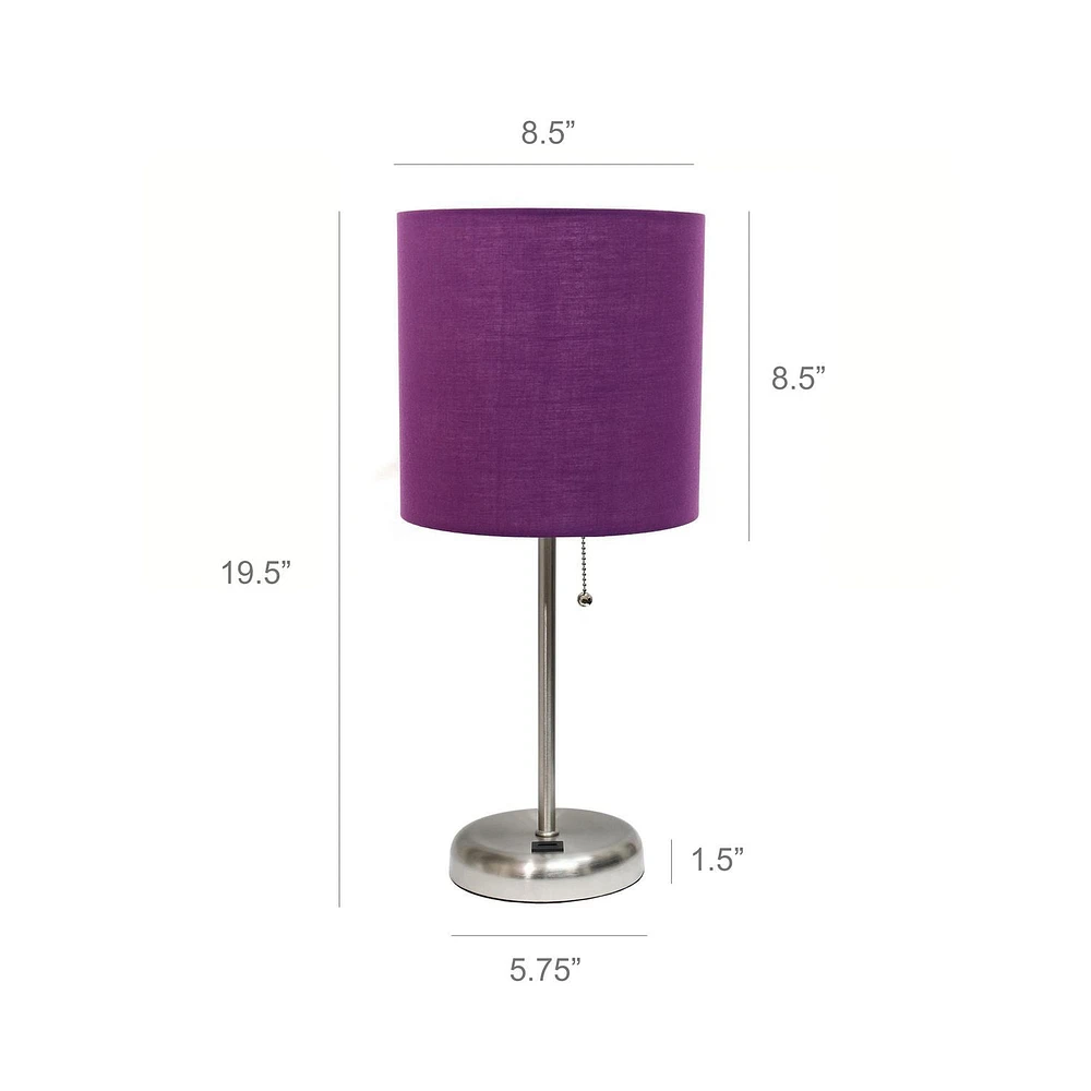 LimeLights Lampe bâton avec port de chargement USB et ensemble de 2 abat-jour en tissu
