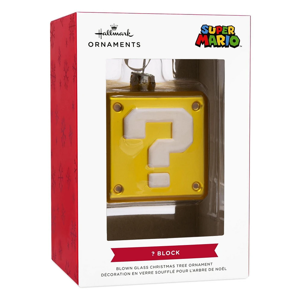 Décoration Hallmark de Noël (Bloc avec point d'interrogation, Super Mario, Nintendo, en verre soufflé)