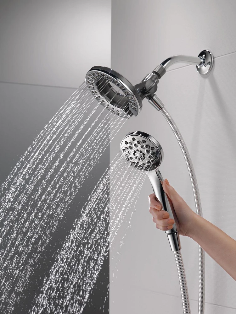 Pomme de douche et douchette à main Peerless 2-en-1 à 4 réglages en chrome Douche 2 en 1 à 4 réglages