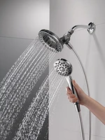Pomme de douche et douchette à main Peerless 2-en-1 à 4 réglages en chrome Douche 2 en 1 à 4 réglages