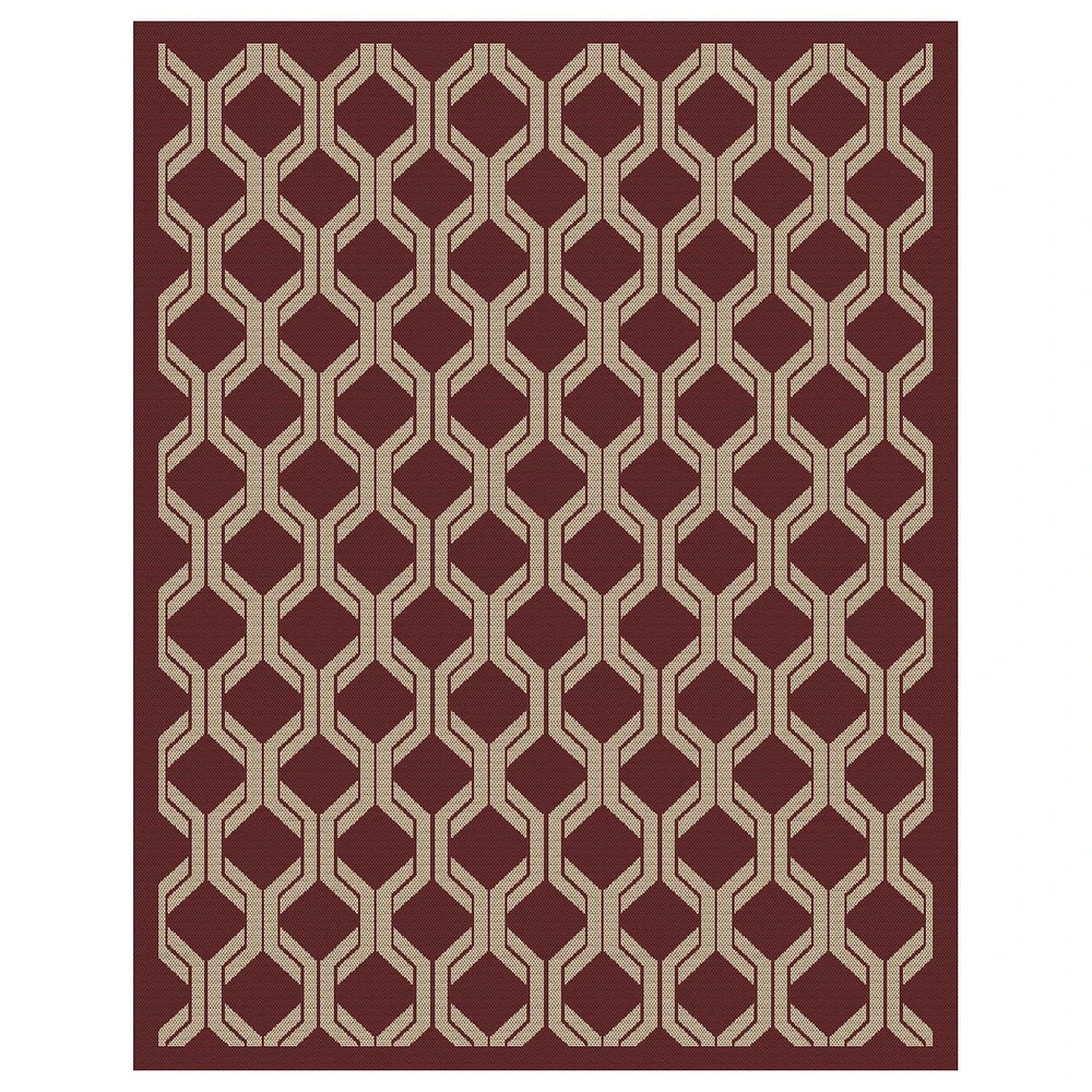 Tapis d'intérieur-extérieur rouge de 7 pi 6 po x 9 pi 6 po