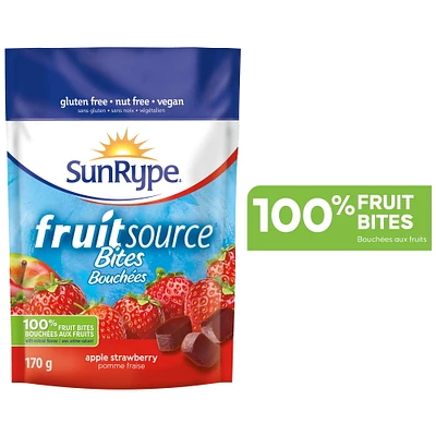 SunRype Fruitsource Apple Strawberry 100% Fruit Bites, 170 g