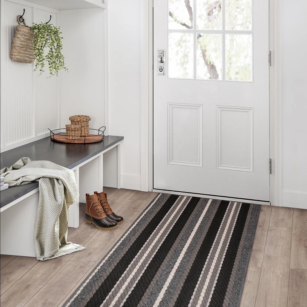 Tapis Discovery gris à endos de vinyle de 2 x 4 pi 2' x 4', Résistant Aux Taches